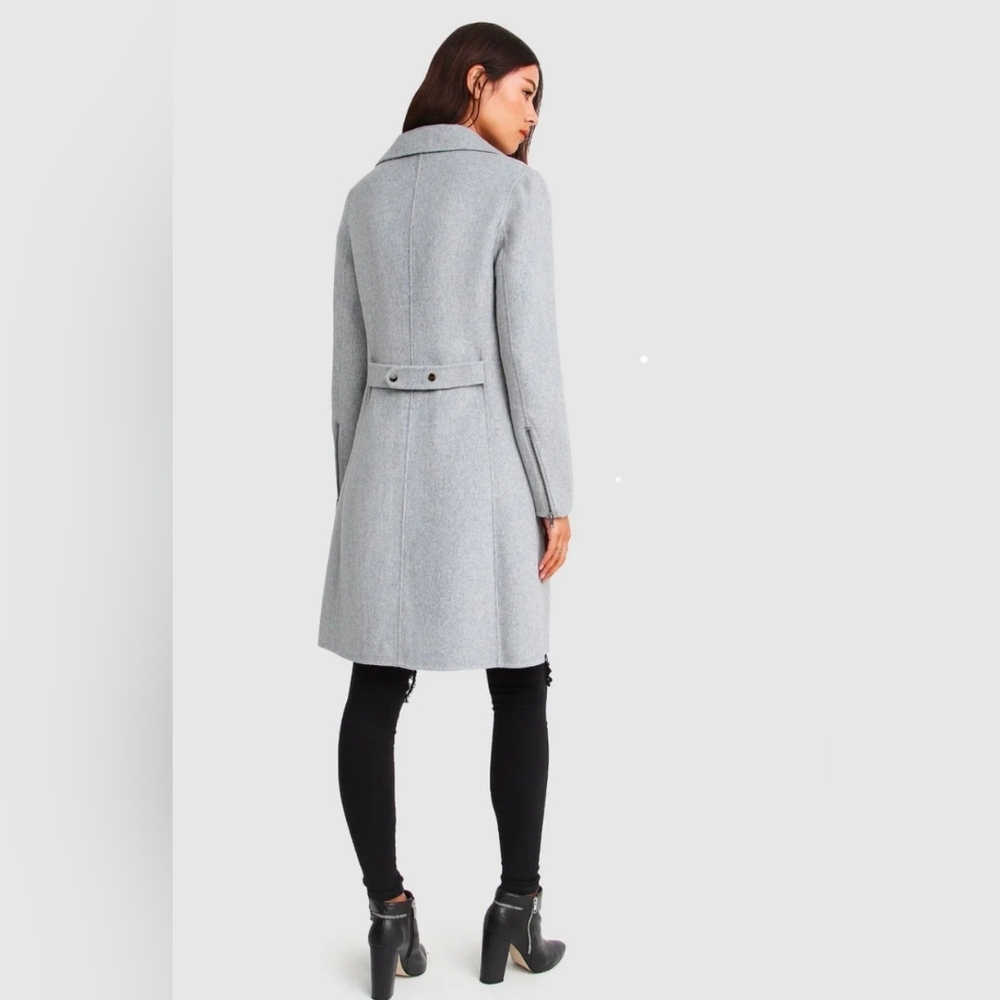 Belle & Bloom Grey Wool Blend Moto Coat - Picture 3 of 7
